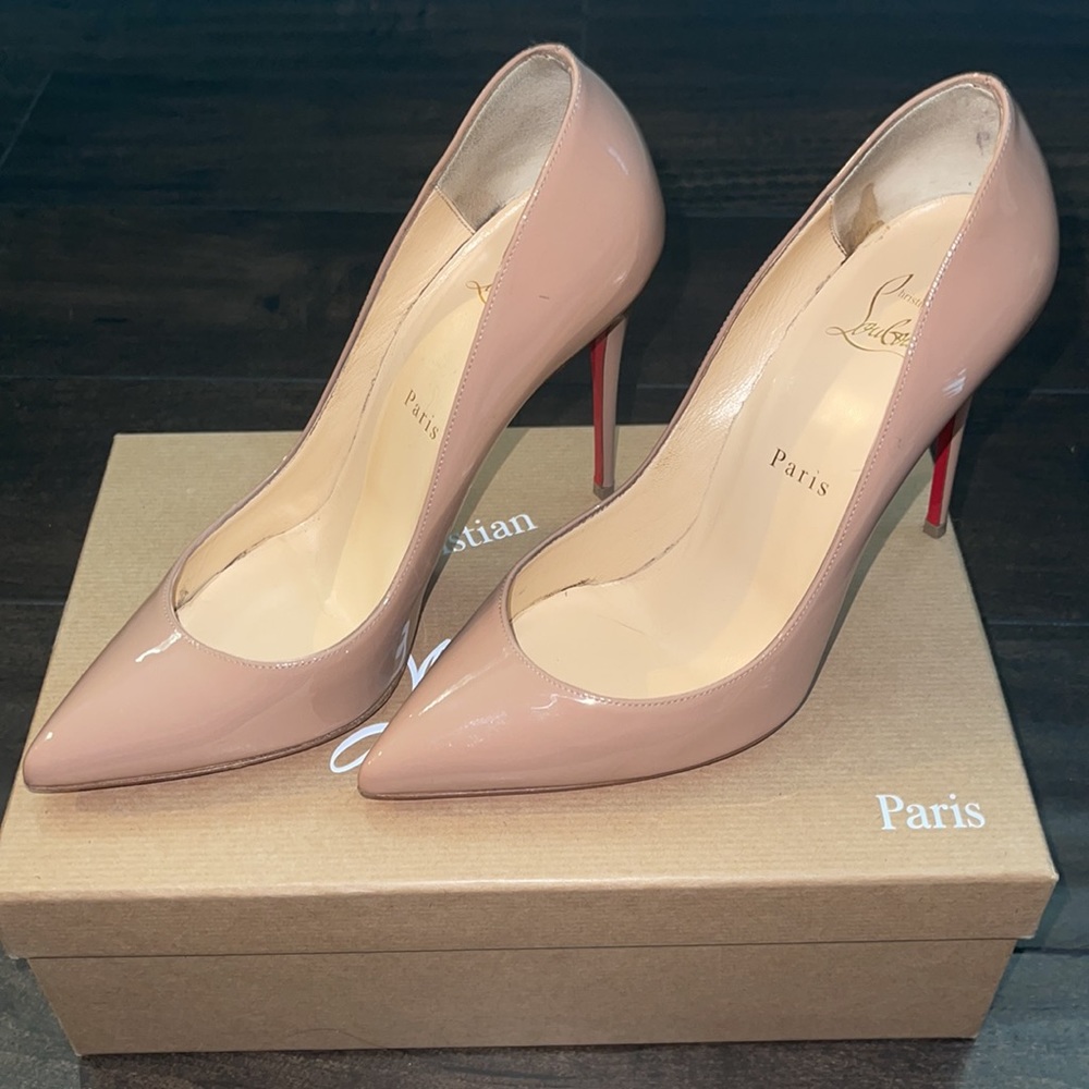 Christian loubutin Pigalle follies 100 patent nude pumps